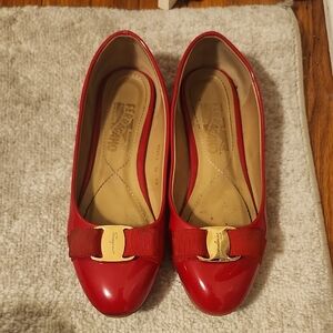 Salvatore Ferragamo Red Patent Leather Flats